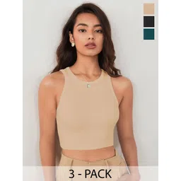 BAESD Women Pack of 3 Ribbed Sleeveless Tank Crop Top-picture-38