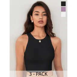 BAESD Women Pack of 3 Solid Sleeveless Tank Crop Top-picture-18