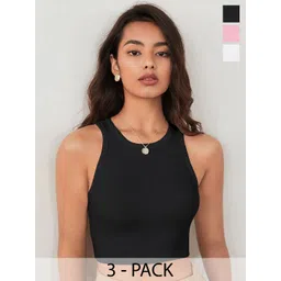 BAESD Women Pack of 3 Solid Sleeveless Tank Crop Top-picture-19