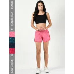 BAESD Women Pack Of 4 Printed Cotton High-Rise Shorts-picture-35