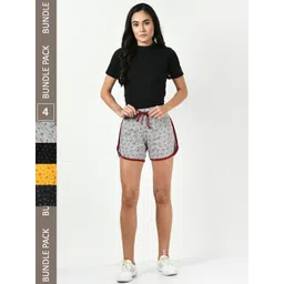 BAESD Women Pack Of 4 Printed Cotton High-Rise Shorts-picture-30