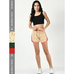 BAESD Women Pack Of 4 Printed Cotton High-Rise Shorts-picture-27