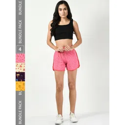BAESD Women Pack Of 4 Printed Cotton High-Rise Shorts-picture-28