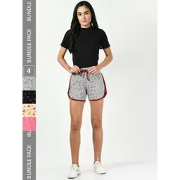 BAESD Women Pack Of 4 Printed Cotton High-Rise Shorts-picture-14