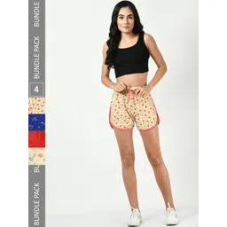 BAESD Women Pack Of 4 Printed Cotton High-Rise Shorts-picture-15