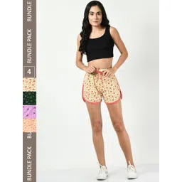 BAESD Women Pack Of 4 Printed Cotton High-Rise Shorts-picture-18