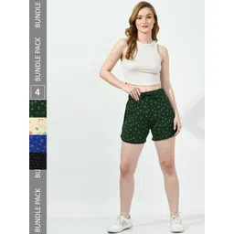 BAESD Women Pack Of 4 Printed Cotton High-Rise Shorts-picture-19