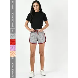 BAESD Women Pack Of 4 Printed Cotton High-Rise Shorts-picture-23