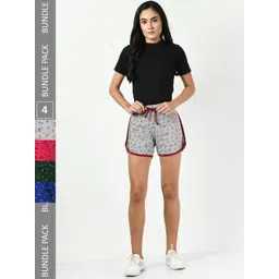 BAESD Women Pack Of 4 Printed Cotton High-Rise Shorts-picture-24