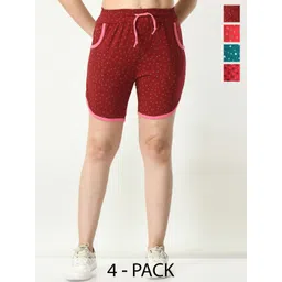 BAESD Women Pack Of 4 Printed Cotton High-Rise Shorts-picture-10