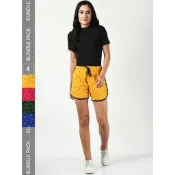BAESD Women Pack Of 4 Printed Cotton High-Rise Shorts image 1