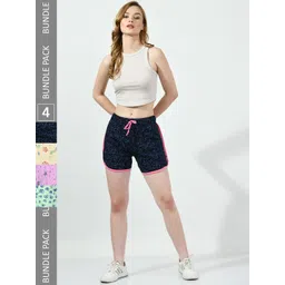 BAESD Women Pack Of 4  Printed High-Rise Pure Cotton Hot Pants-picture-34