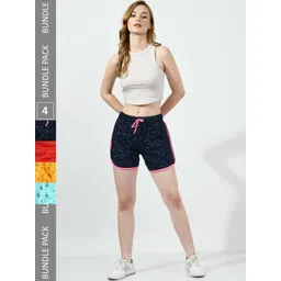 BAESD Women Pack Of 4 Printed Pure Cotton High-Rise Shorts-picture-38