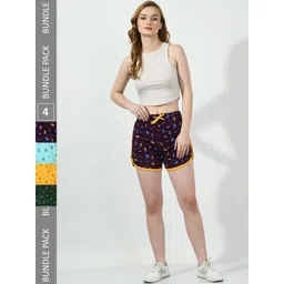 BAESD Women Pack Of 4 Printed Pure Cotton High-Rise Shorts-picture-39