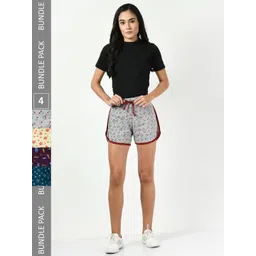 BAESD Women Pack Of 4 Printed Pure Cotton High-Rise Shorts-picture-33
