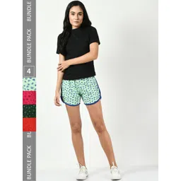 BAESD Women Pack Of 4 Printed Pure Cotton High-Rise Shorts-picture-34