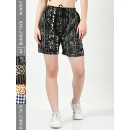 BAESD Women Pack Of 5 Printed High-Rise Regular Shorts-picture-37