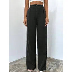 BAESD Women Relaxed Straight Leg High-Rise Non Iron Pleated Trousers-picture-38