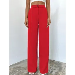 BAESD Women Relaxed Straight Leg High-Rise Non Iron Trousers-picture-35