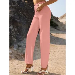 BAESD Women Relaxed Straight Leg Straight Fit High-Rise Trousers-picture-13