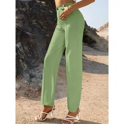 BAESD Women Relaxed Straight Leg Straight Fit High-Rise Trousers-picture-15