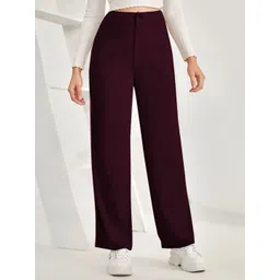 BAESD Women Relaxed Straight Leg Straight Fit Non-Iron High-Rise Stretchable Trousers-picture-27