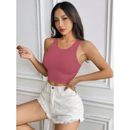 BAESD Women Ribbed Round Neck Sleeveless Tank Crop Top-picture-38