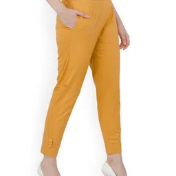 BAESD Women Slim Fit Mid-Rise Cotton Cropped Cigarette Trousers image 2