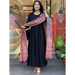 BAESD Women Solid A-Line Regular Calf Length Kurti Palazzos With Dupatta-picture-12