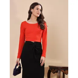 BAESD Women Solid Boat Neck Cotton Top-picture-27