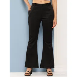BAESD Women Solid Bootcut Mid-Rise Cotton Trousers-picture-34