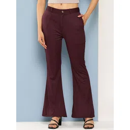 BAESD Women Solid Bootcut Mid-Rise Cotton Trousers-picture-35