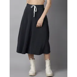 BAESD Women Solid Mid-Rise Flared Midi Skirt-picture-15