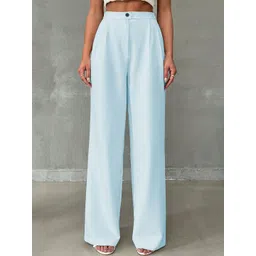 BAESD Women Solid Relaxed Straight Leg High-Rise Trousers-picture-26