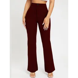 BAESD Women Solid Relaxed Straight Leg High-Rise Trousers-picture-35