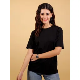 BAESD Women Solid Round Neck Pure Cotton Oversized T-shirt-picture-36