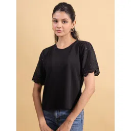 BAESD Women Solid Round Neck Pure Cotton T-shirt-picture-28
