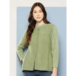 BAESD Women Solid Self Design Long Sleeves Round Neck Cardigan-picture-11