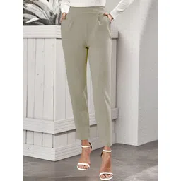 BAESD Women solid Smart Tapered Fit Wrinkle Free Mid-Rise Formal Trousers-picture-20