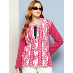 BAESD Women Woollen Cardigan with Fuzzy Detail-picture-41
