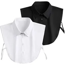 Baeship Women Detachable Collar White and Black Cotton Half Shirt False Collar | Fake Collar Shirt for Office Lady Girls & Men Dickey Half Blouse (Pack of 2)-picture-48