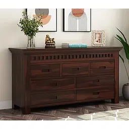 bagari arts Solid Sheesham Wood Wooden Chest of Drawers with 7 Drawer Storage for Living Room(Walnut Finish)-picture-14