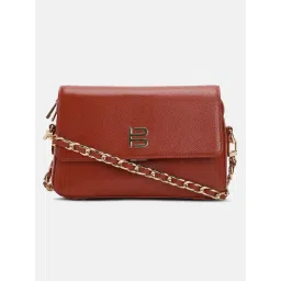 BAGATT Brown Leather Solid Sling Handbag-picture-22