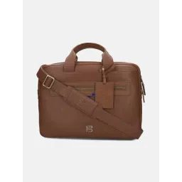 BAGATT Light Brown Dorian Textured Leather Laptop Bag-picture-31