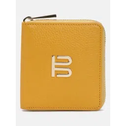 BAGATT Yellow Leather Solid Zip Around Wallet-picture-14
