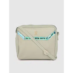 Baggit Sage Green Structured Sling Bag with Reflective Detail-picture-27
