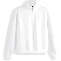 Men's Fleece Sweatshirt with Solid Hooded Neck Long Sleeves Half Zipper Regular Fit with Zip-image-3