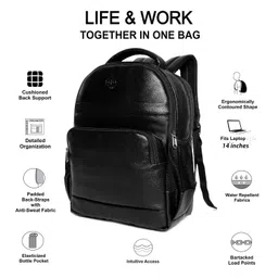 bagneeds Synthetic Leather School/College & Travel Laptop Backpack For Unisex (Black), 20 Liter image 4