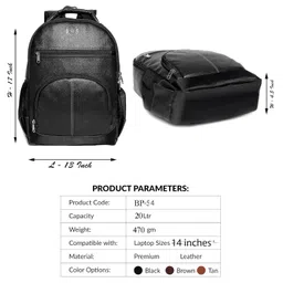 bagneeds Synthetic Leather School/College & Travel Laptop Backpack For Unisex (Black), 20 Liter image 5