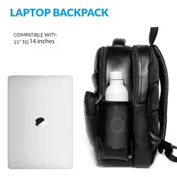 bagneeds Synthetic Leather School/College & Travel Laptop Backpack For Unisex (Black), 20 Liter image 3